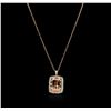 Image 2 : 14KT Rose Gold 36.51 ctw Morganite and Diamond Pendant With Chain