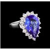 Image 1 : 5.52 ctw Tanzanite and Diamond Ring - 14KT White Gold