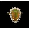 Image 2 : 2.95 ctw Opal and Diamond Ring - 14KT Yellow Gold