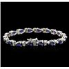 Image 2 : 14KT White Gold 7.74 ctw Sapphire and Diamond Bracelet