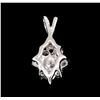 Image 2 : 0.10 ctw Diamond Cluster Flower Pendant - 14KT White Gold