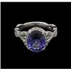 Image 2 : 3.03 ctw Tanzanite and Diamond Ring - 14KT White Gold