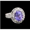 Image 1 : 4.55 ctw Tanzanite and Diamond Ring - 14KT White Gold