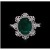 Image 2 : 14KT White Gold 2.48 ctw Emerald and Diamond Ring