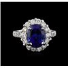 Image 2 : 5.63 ctw Tanzanite and Diamond Ring - 14KT White Gold