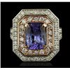 Image 2 : 14KT Rose and White Gold 3.10 ctw Tanzanite and Diamond Ring