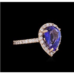 14KT Rose Gold 2.77 ctw Tanzanite and Diamond Ring