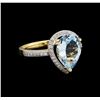 Image 1 : 2.80 ctw Aquamarine and Diamond Ring - 14KT Yellow Gold