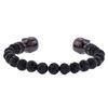 Image 2 : Cozmo Sterling Silver Black Crystal Skull Cuff Bracelet