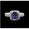 Image 2 : 14KT White Gold 1.56 ctw Tanzanite and Diamond Ring