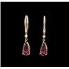 Image 1 : 14KT Yellow Gold 4.52 ctw Rubellite and Diamond Earrings