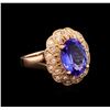 Image 1 : 4.58 ctw Tanzanite and Diamond Ring - 14KT Rose Gold