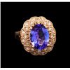 Image 2 : 4.58 ctw Tanzanite and Diamond Ring - 14KT Rose Gold