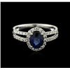 Image 2 : 18KT White Gold 1.42 ctw Sapphire and Diamond Ring