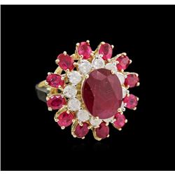 7.51 ctw Ruby and Diamond Ring - 14KT Yellow Gold