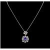 Image 1 : 14KT White Gold 3.64 ctw Tanzanite and Diamond Pendant With Chain