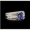 Image 1 : 14KT White Gold 1.46 ctw Tanzanite and Diamond Ring