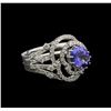 Image 1 : 1.73 ctw Tanzanite and Diamond Ring - 14KT White Gold