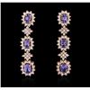 Image 1 : 14KT Rose Gold 5.16 ctw Tanzanite and Diamond Earrings