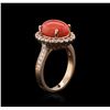 Image 3 : 14KT Rose Gold 4.38 ctw Coral and Diamond Ring