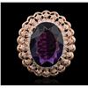 Image 2 : 14KT Rose Gold 9.45 ctw Amethyst and Diamond Ring