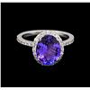 Image 2 : 3.09 ctw Tanzanite and Diamond Ring - 14KT White Gold