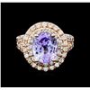 Image 2 : 3.94 ctw Tanzanite and Diamond Ring - 14KT Rose Gold