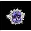 Image 1 : 4.71 ctw Tanzanite and Diamond Ring - 14KT White Gold