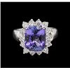 Image 2 : 4.71 ctw Tanzanite and Diamond Ring - 14KT White Gold