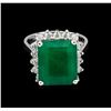 Image 2 : 7.22 ctw Emerald and Diamond Ring - 14KT White Gold