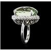 Image 3 : 14KT White Gold 30.80 ctw Green Quartz and Diamond Ring