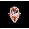 Image 2 : 7.58 ctw Morganite and Diamond Ring - 14KT Rose Gold