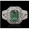 Image 2 : 14KT White Gold 2.23 ctw Emerald and Diamond Ring