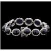 Image 3 : 56.90 ctw Blue Star Sapphire and Diamond Bracelet - 14KT White Gold