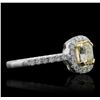 Image 1 : 18KT White Gold 1.56 ctw Fancy Yellow Diamond Ring