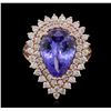 Image 2 : 14KT Rose Gold 6.32 ctw Tanzanite and Diamond Ring