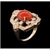 Image 3 : 14KT Rose Gold 3.17 ctw Coral and Diamond Ring