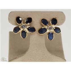 #40-14K GOLD SAPPHIRE & DIAMOND EARRINGS