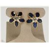 Image 1 : #40-14K GOLD SAPPHIRE & DIAMOND EARRINGS