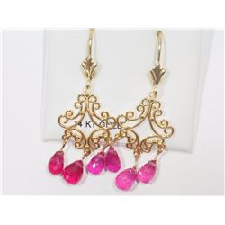 #54-14K GOLD RUBY TEAR DROP EARRINGS