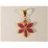 Image 1 : #47-18K YELLOW GOLD RUBY FLOWER PENDANT