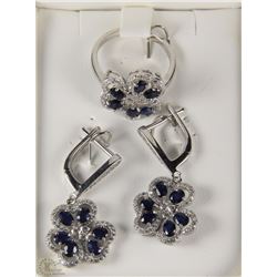 #63-STERLING SILVER SAPPHIRE EARRINGS & RING SET