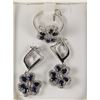Image 1 : #63-STERLING SILVER SAPPHIRE EARRINGS & RING SET