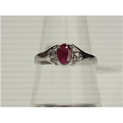 #34-10K WHITE GOLD RUBY AND DIAMOND RING