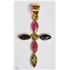 Image 1 : #8-18K GOLD FANCY COLOR SAPPHIRE PENDANT