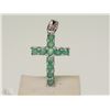 Image 1 : #34-STERLING SILVER EMERALD CROSS PENDANT