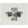 Image 1 : #27-STERLING SILVER BLUE-GREEN DIAMOND RING