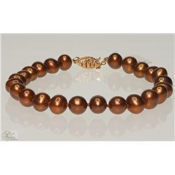 #17-14K GOLD CLASP PEARL BRACELET
