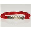 Image 1 : #7-STERLING SILVER PEARL AND CORAL BRACELET