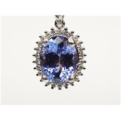 #11-14KT WHITE GOLD TANZANITE AND DIAMOND PENDANT